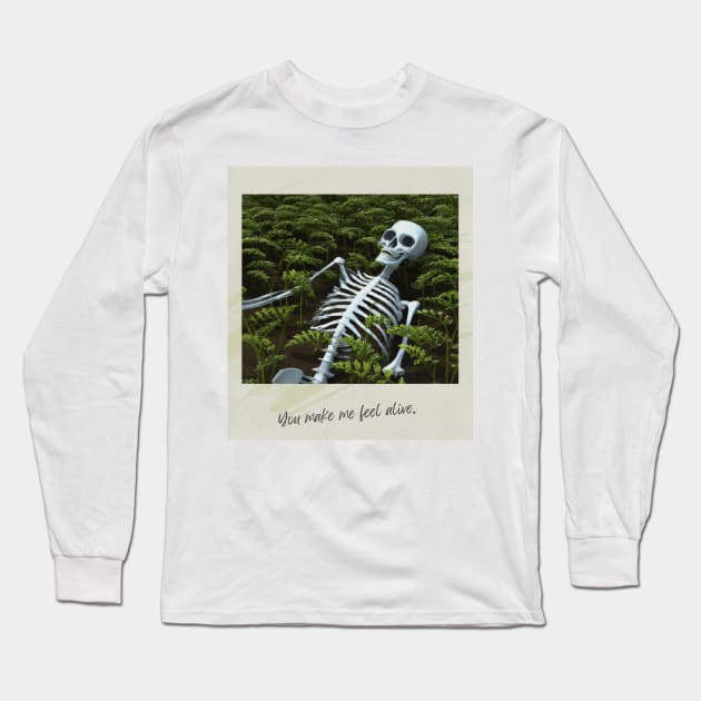 Skeleton Among Ferns Long Sleeve T-Shirt by EggheadK8